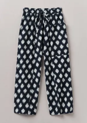 Quick Layering Modern Cut Crosshatch Ikat Pull On Pants | Indigo Blue
