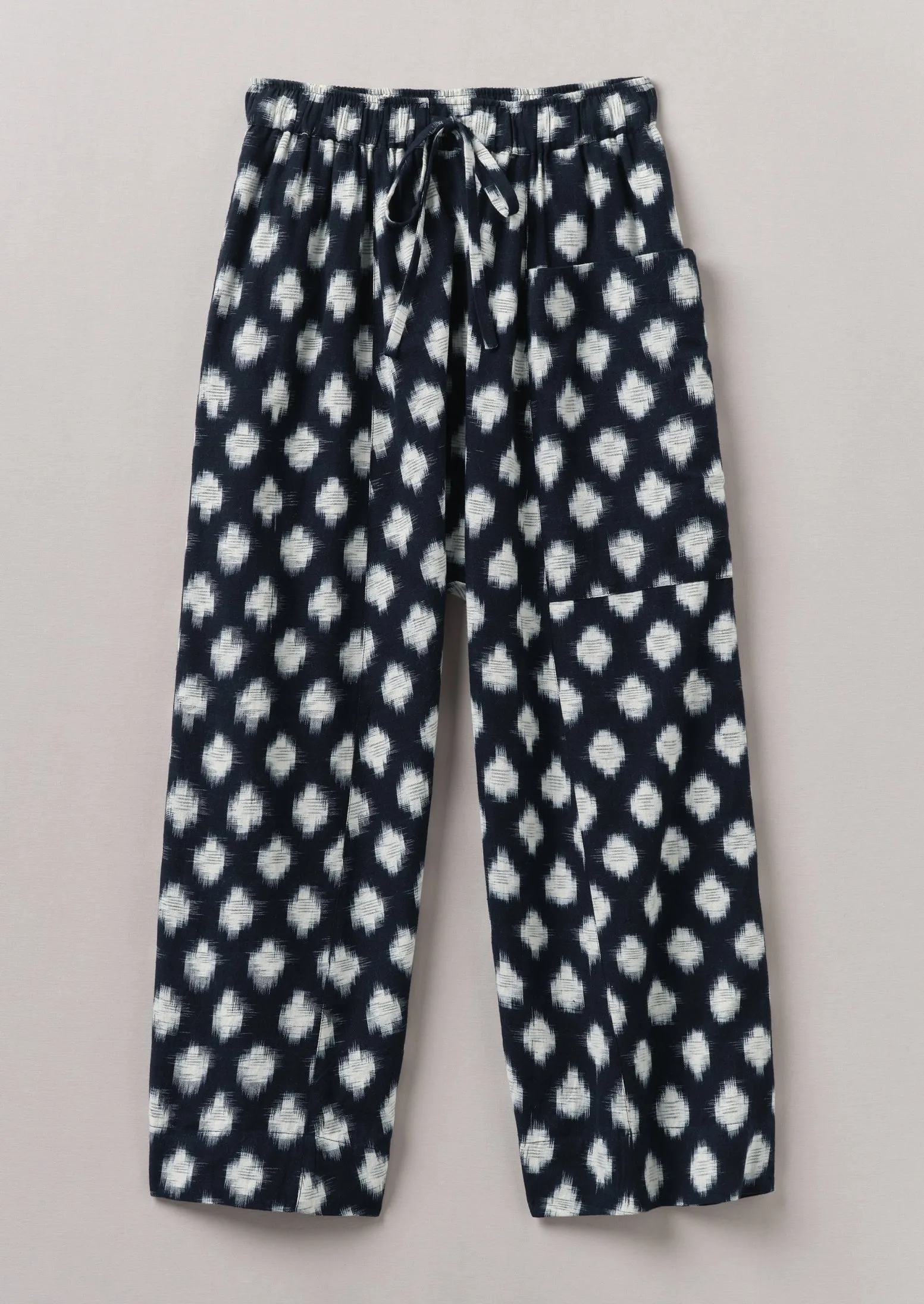 Quick Layering Modern Cut Crosshatch Ikat Pull On Pants | Indigo Blue