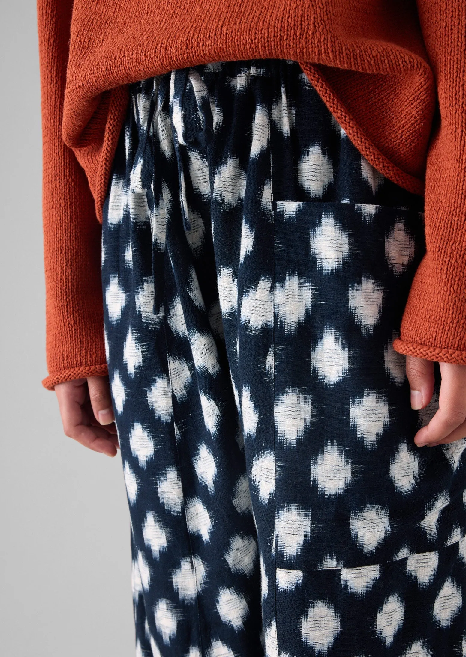 Crosshatch Ikat Pull On Pants | Indigo Blue Weekend Comfort Weekend Style