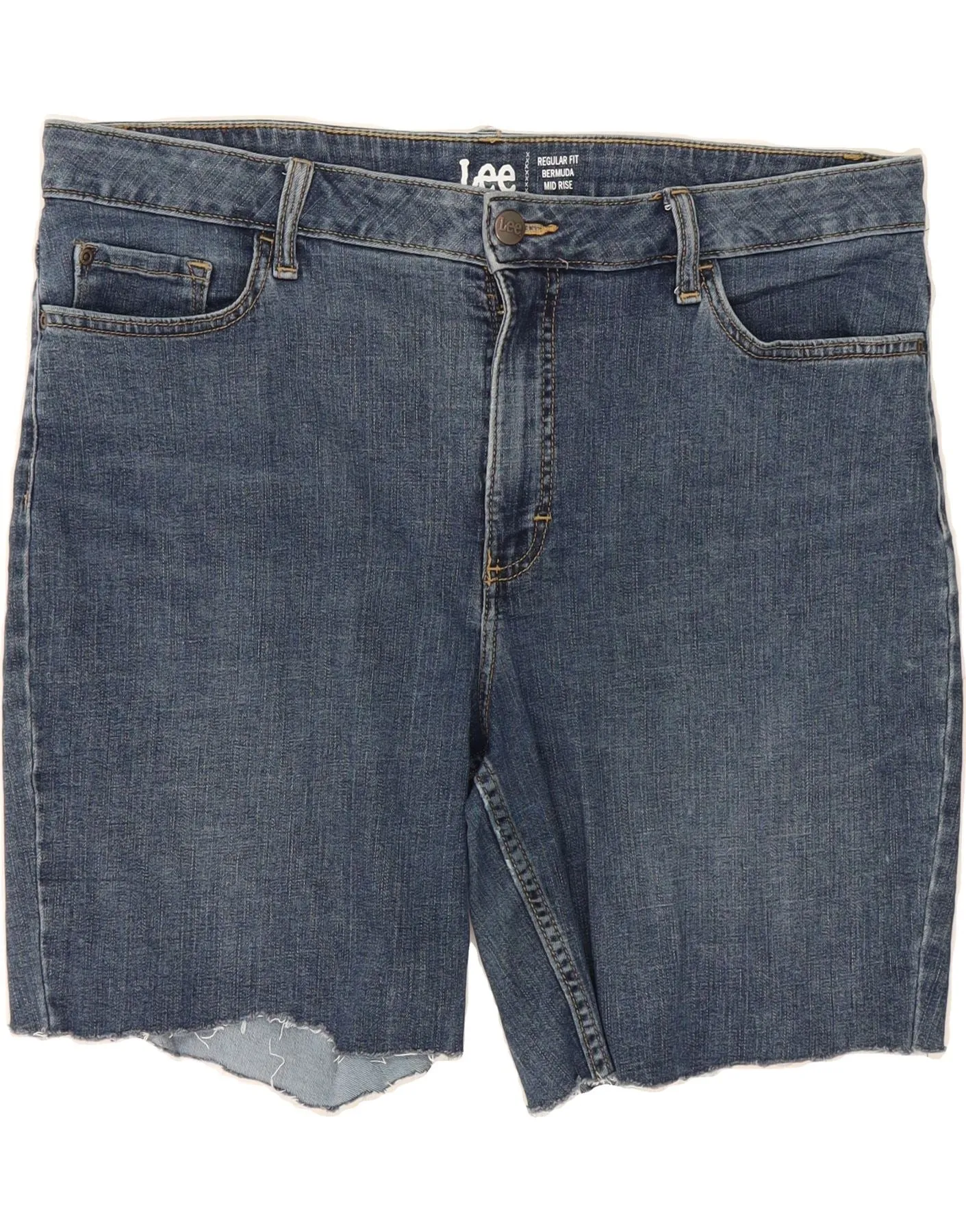 LEE Womens Bermuda Regular Fit Denim Shorts US 18 2XL W40 Navy Blue Unique Piece