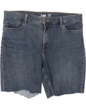 LEE Womens Bermuda Regular Fit Denim Shorts US 18 2XL W40 Navy Blue Unique Piece