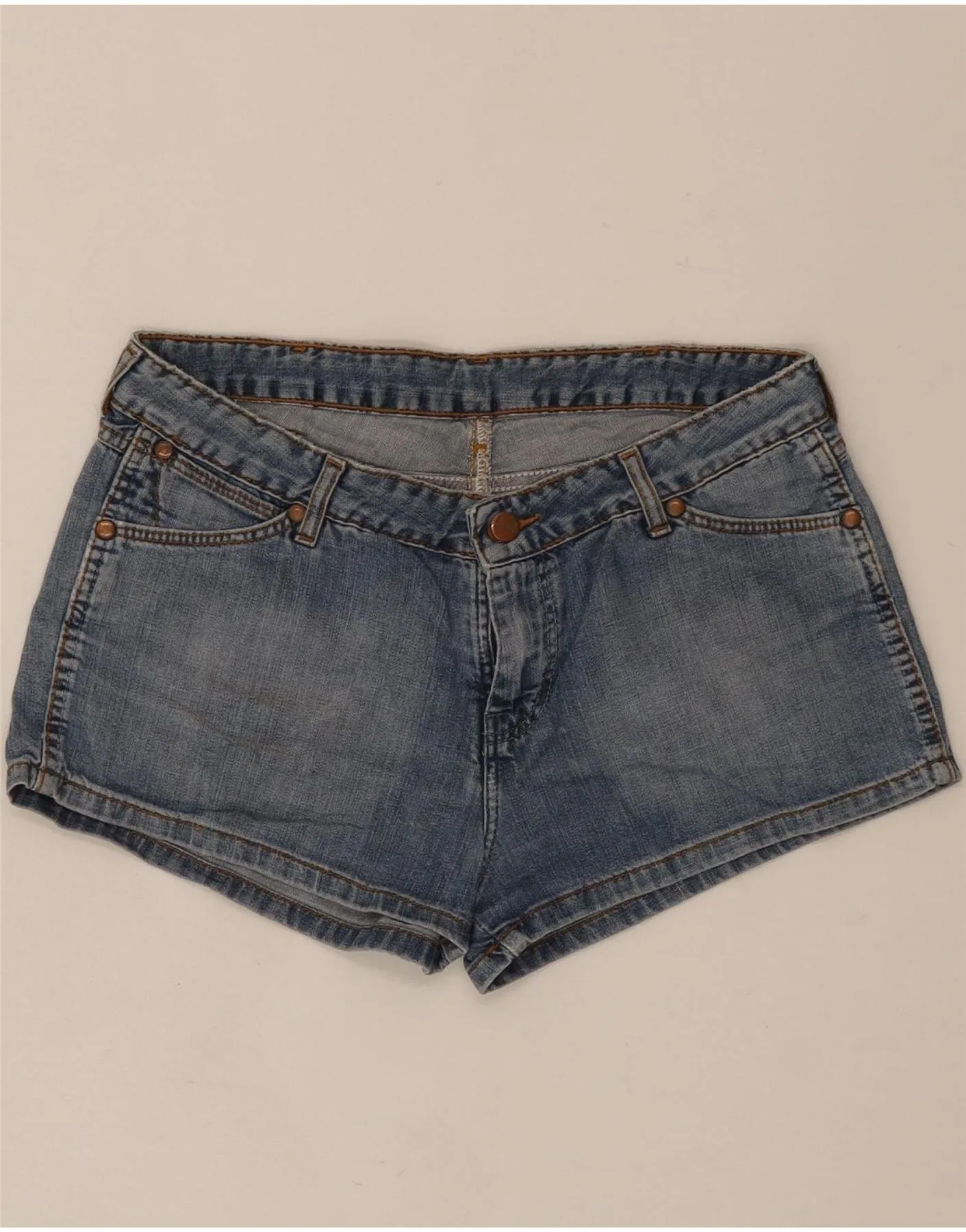 Active Flex Warm Mood WRANGLER Womens Lara Denim Hot Pants W32 Large Blue Cotton