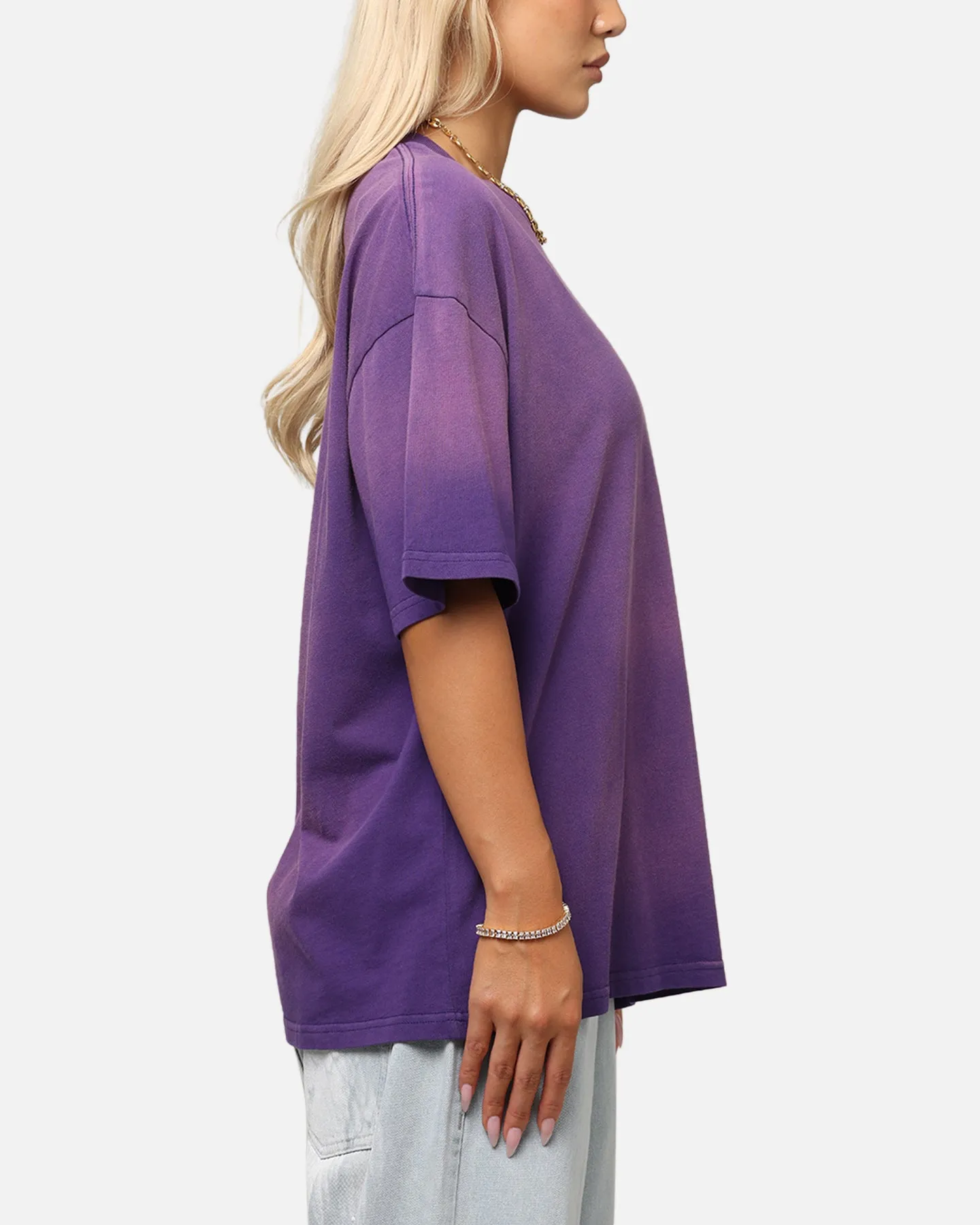 Comfortable Layering Relaxed Fit Design Culture Kings Sunfade T-Shirt Purple