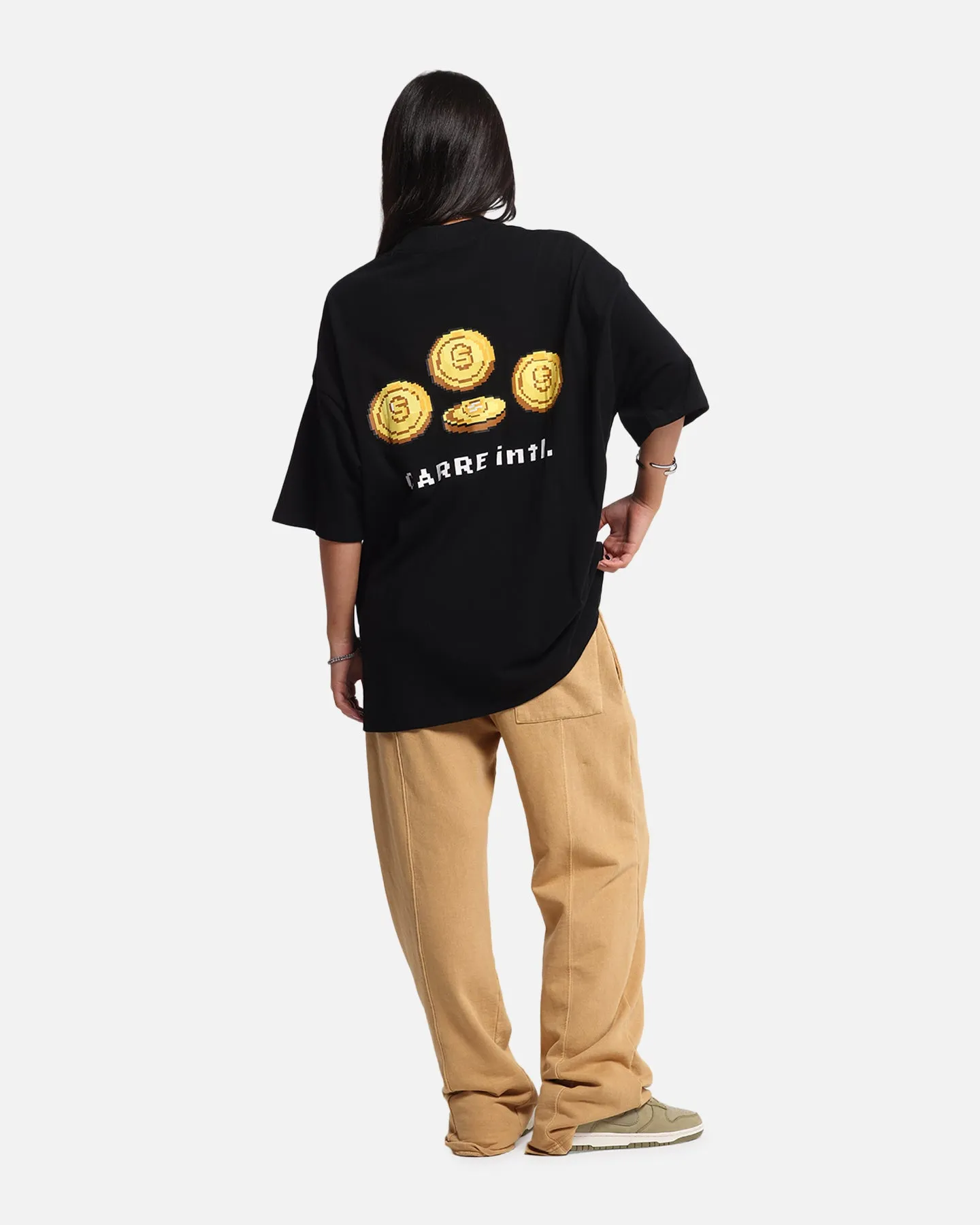 Washable fabric Carre Level Up Mock Neck T-Shirt Black