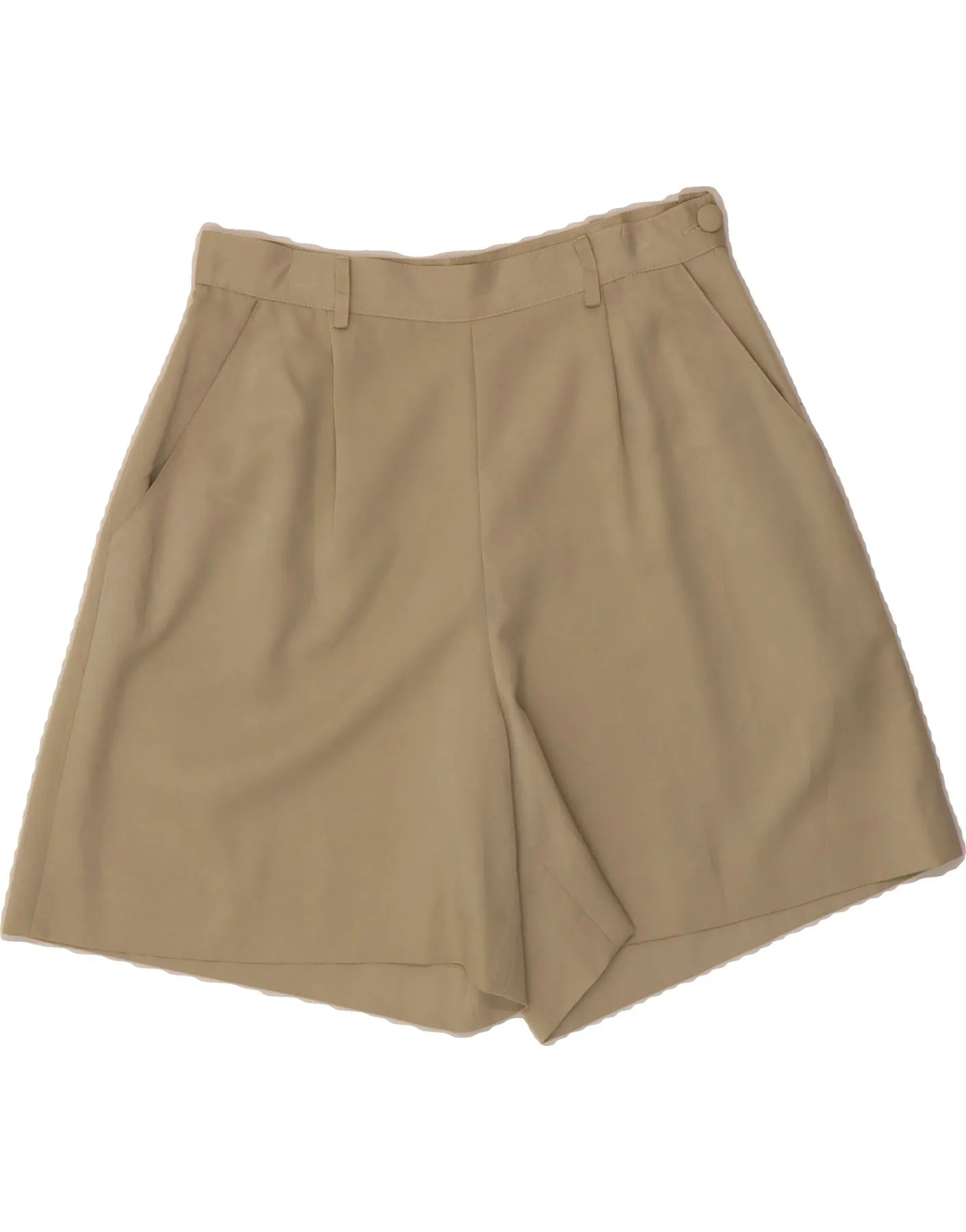 VINTAGE Womens High Waist Chino Shorts IT 46 Large W28 Beige Viscose Stretch Comfort Active Days