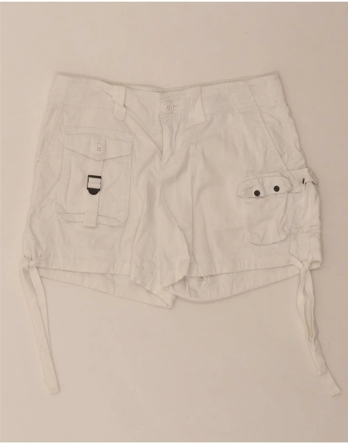 swimming suit alternative BENETTON Womens Low Waist Cargo Shorts IT 38 XS W30  White Cotton