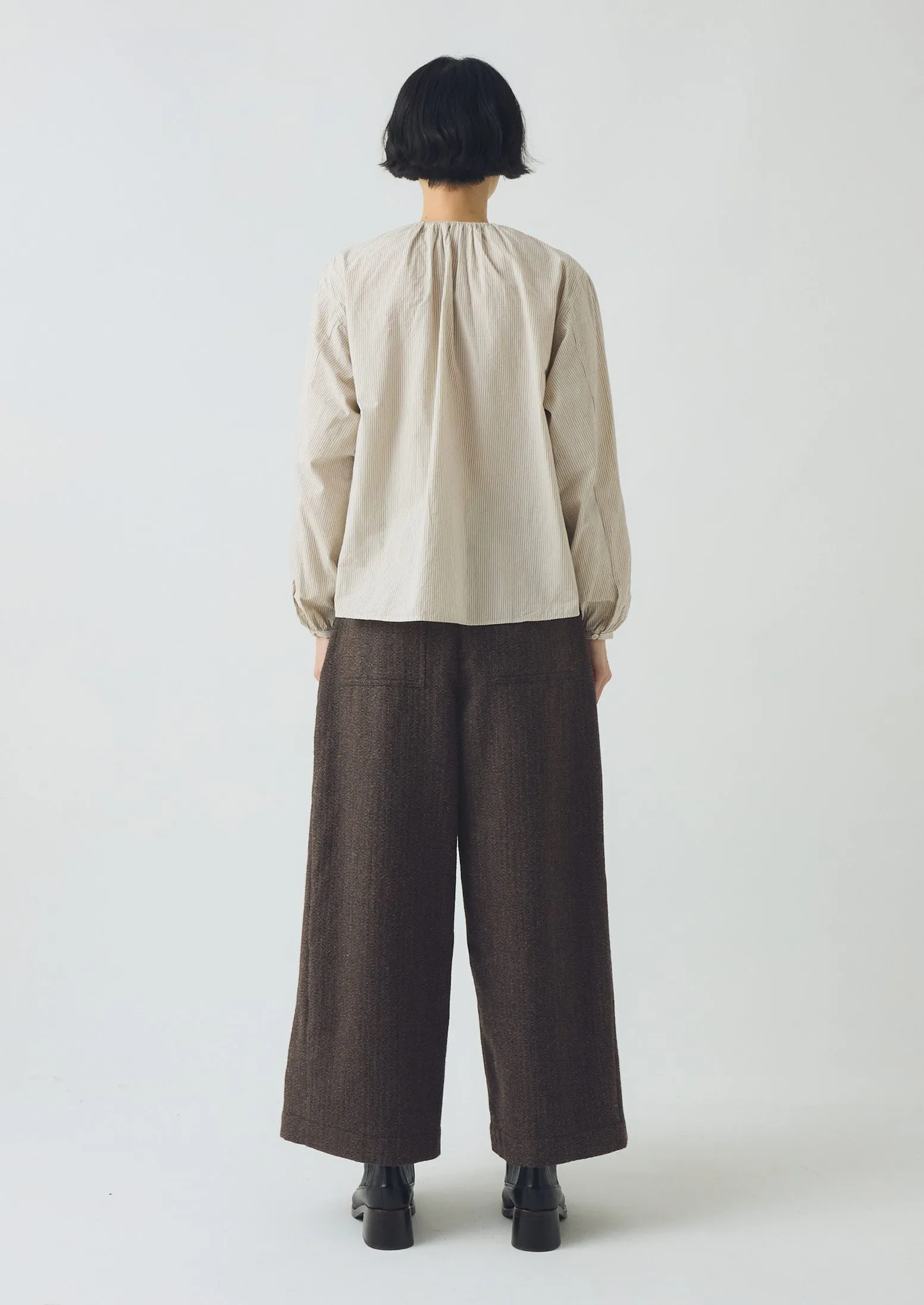 Commuter Ready Wool Broken Herringbone Pleat Front Pants | Charcoal Mouline