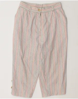VINTAGE Womens High Waist Bermuda Shorts W25 Small Multicoloured Striped Breathable Mesh Panels Moisture Management System