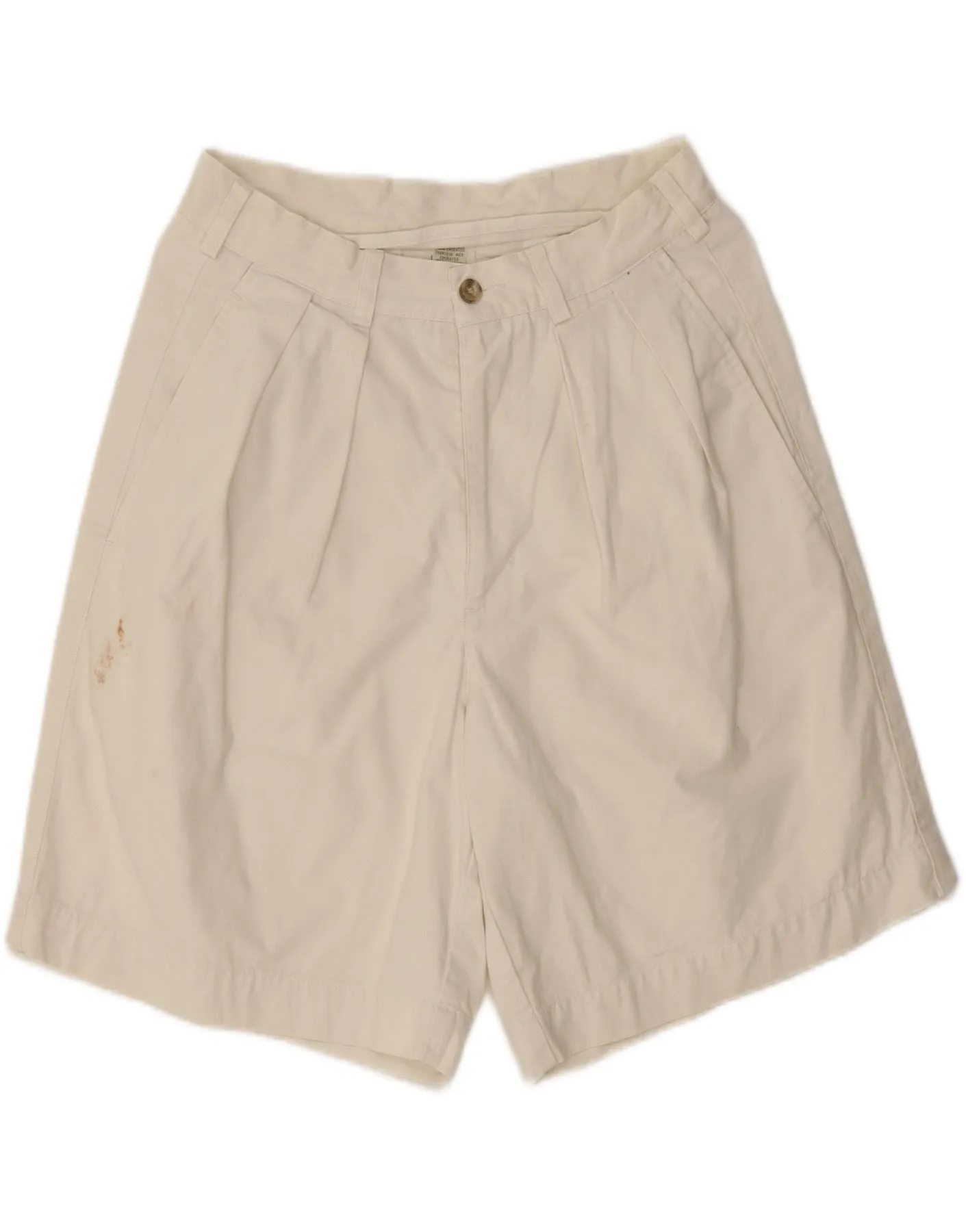 VINTAGE Womens Pegged Chino Shorts W31 Medium Off White Cotton Subtle Charm