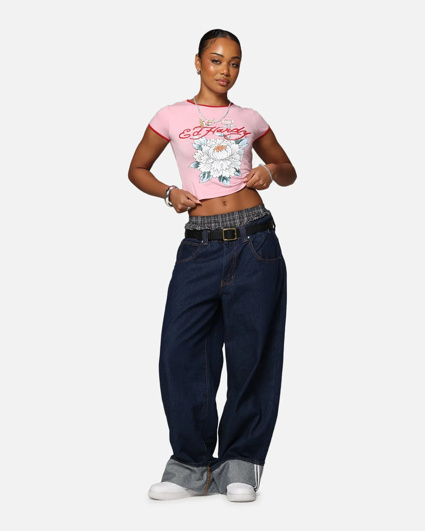 Feminine Appeal Long Lasting Color Ed Hardy Women's Blooming Baby Ringer T-Shirt Pink/Red