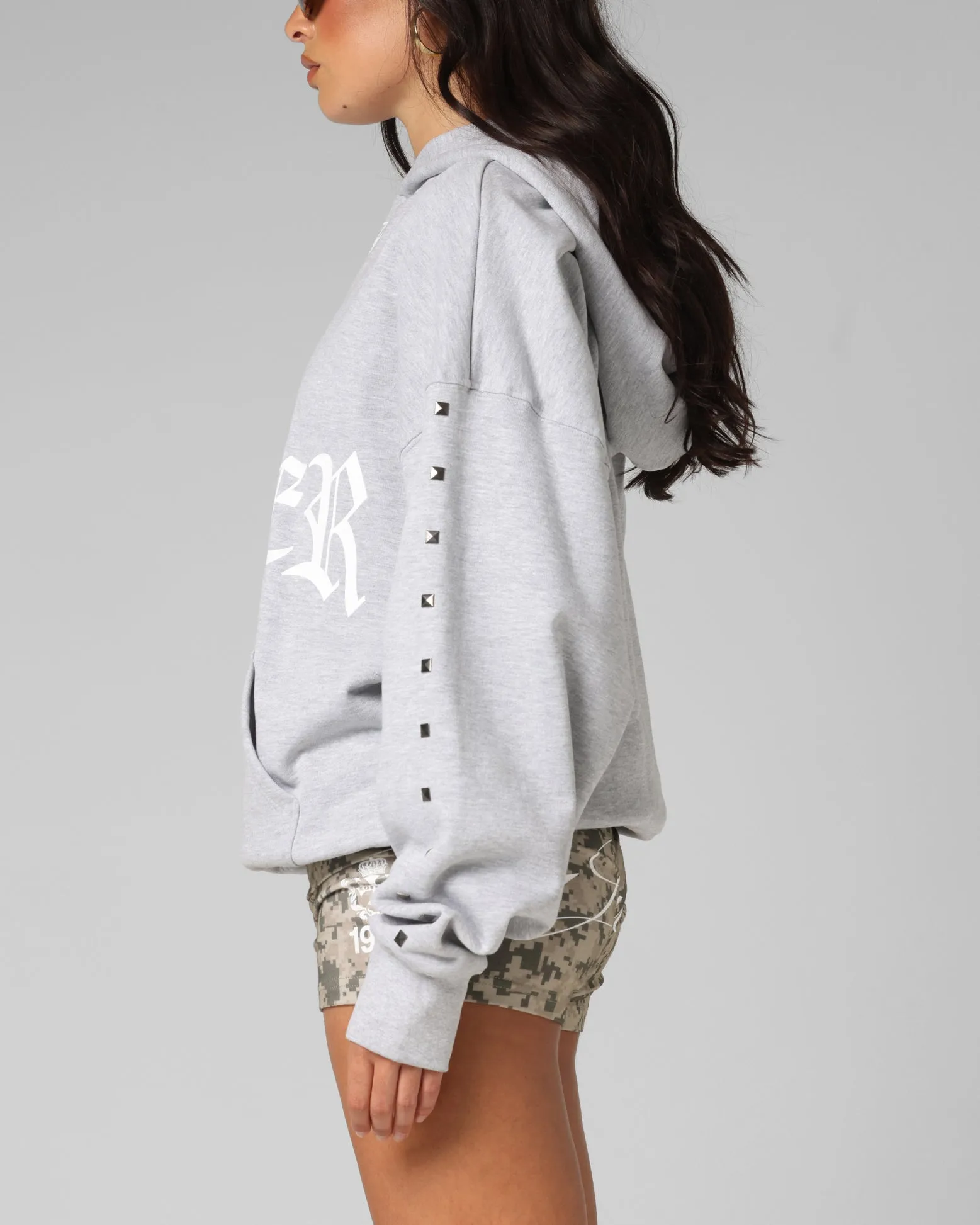 Loiter Bike Hoodie Grey Beach Vacation Quilted Panels