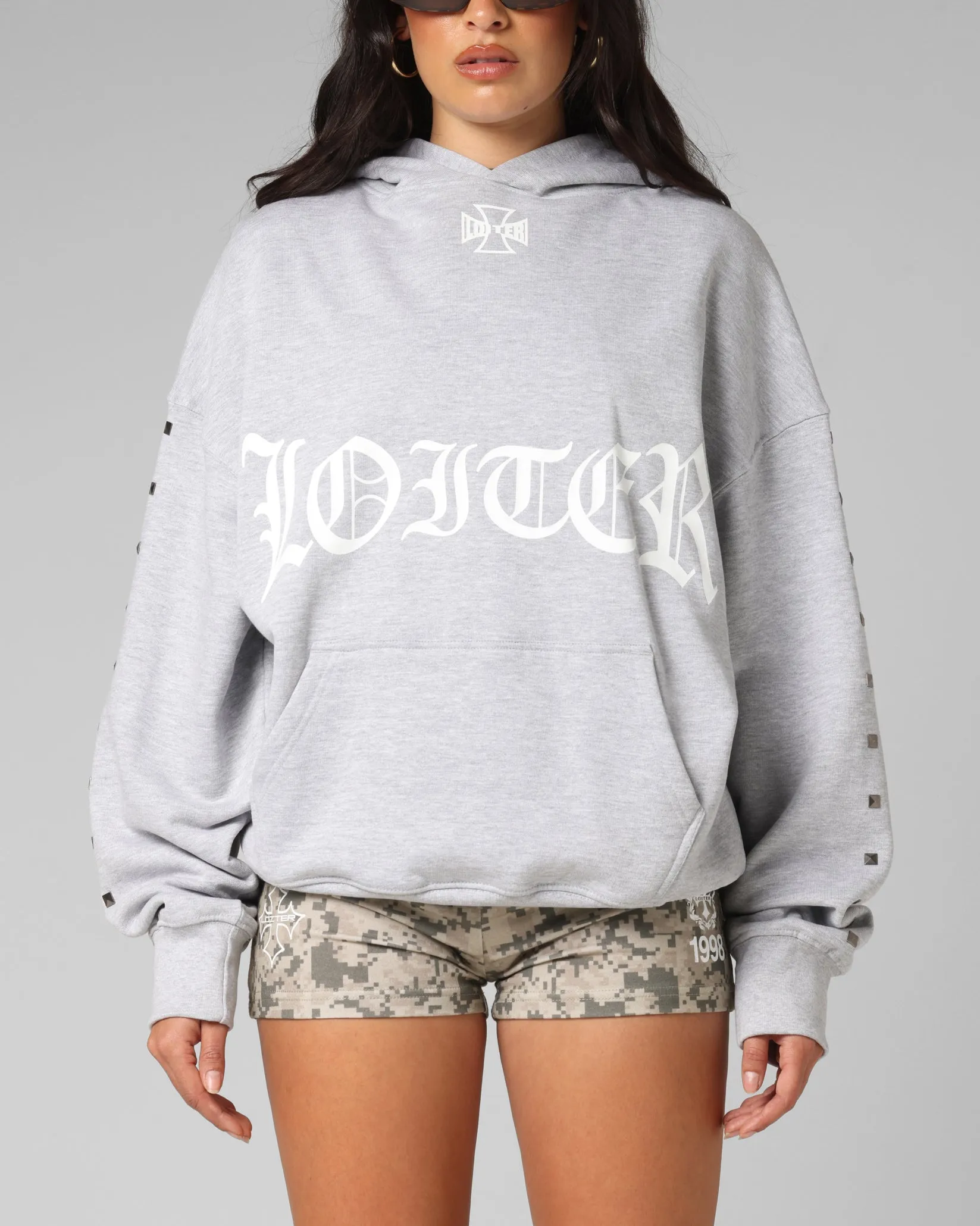 Loiter Bike Hoodie Grey Side Pockets