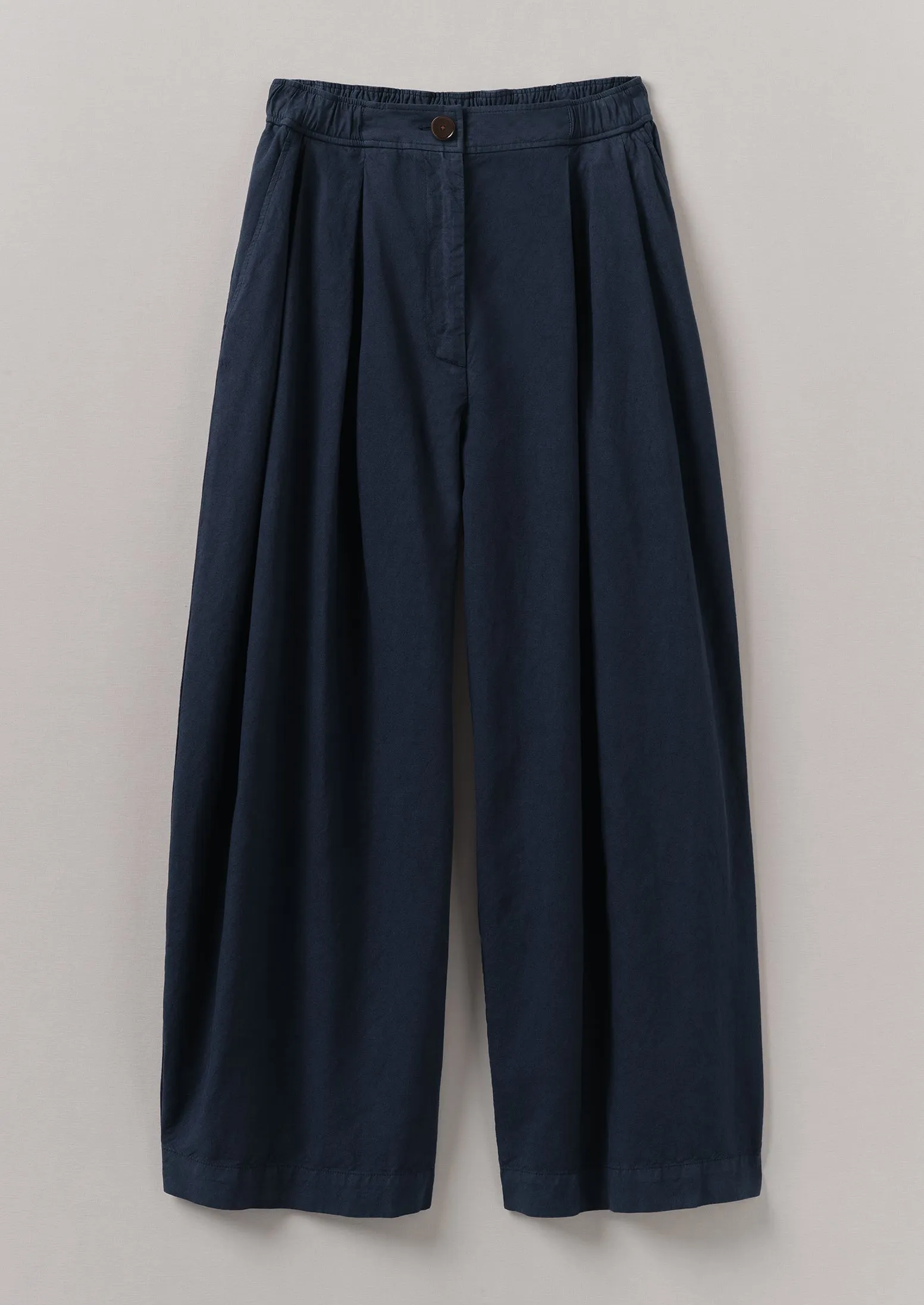 Cotton Linen Canvas Wide Leg Pants | Anthracite BreathableFabric Travel Comfort
