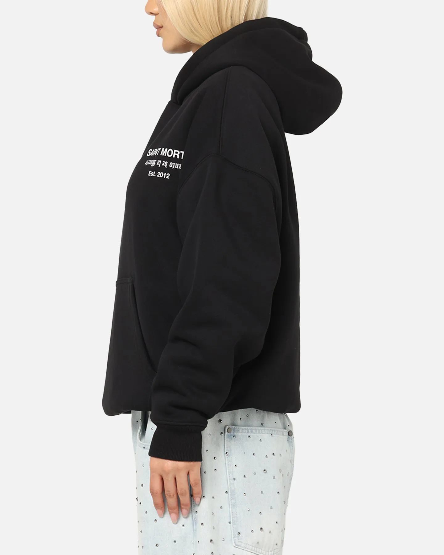 Saint Morta Muerte Boxy Hoodie Black City Streets