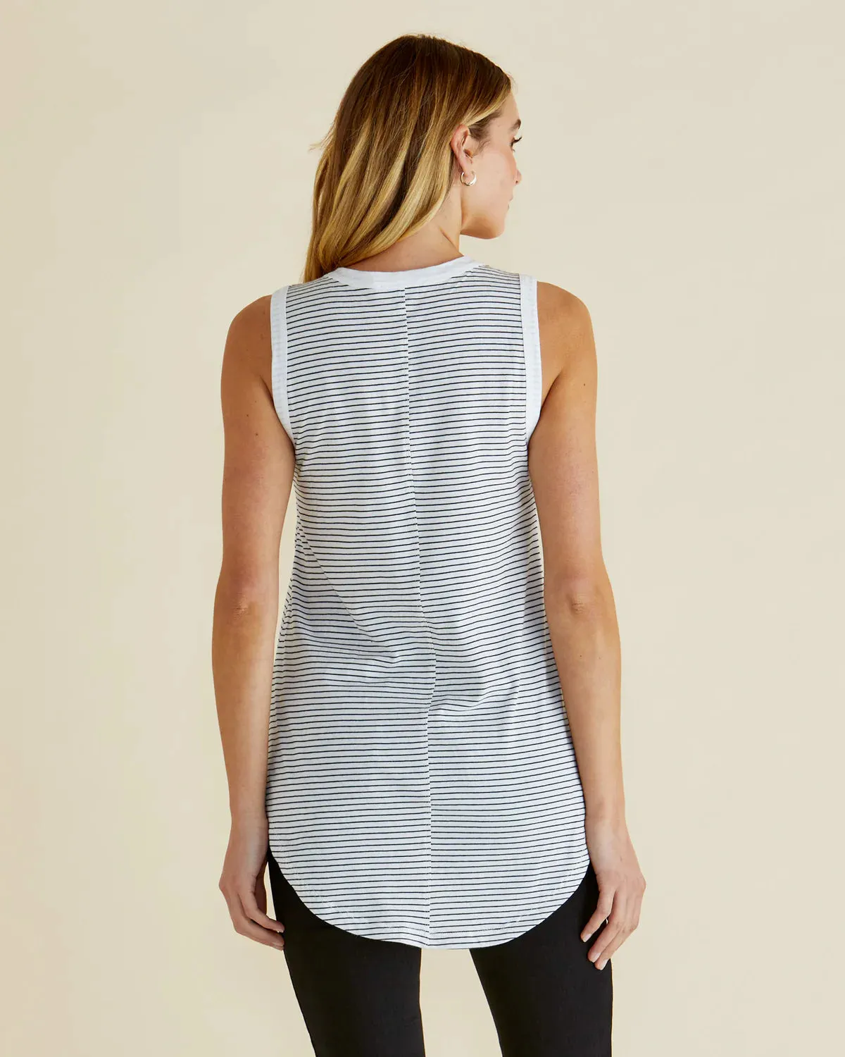 Keira Tank - Black White Stripe UV Shield