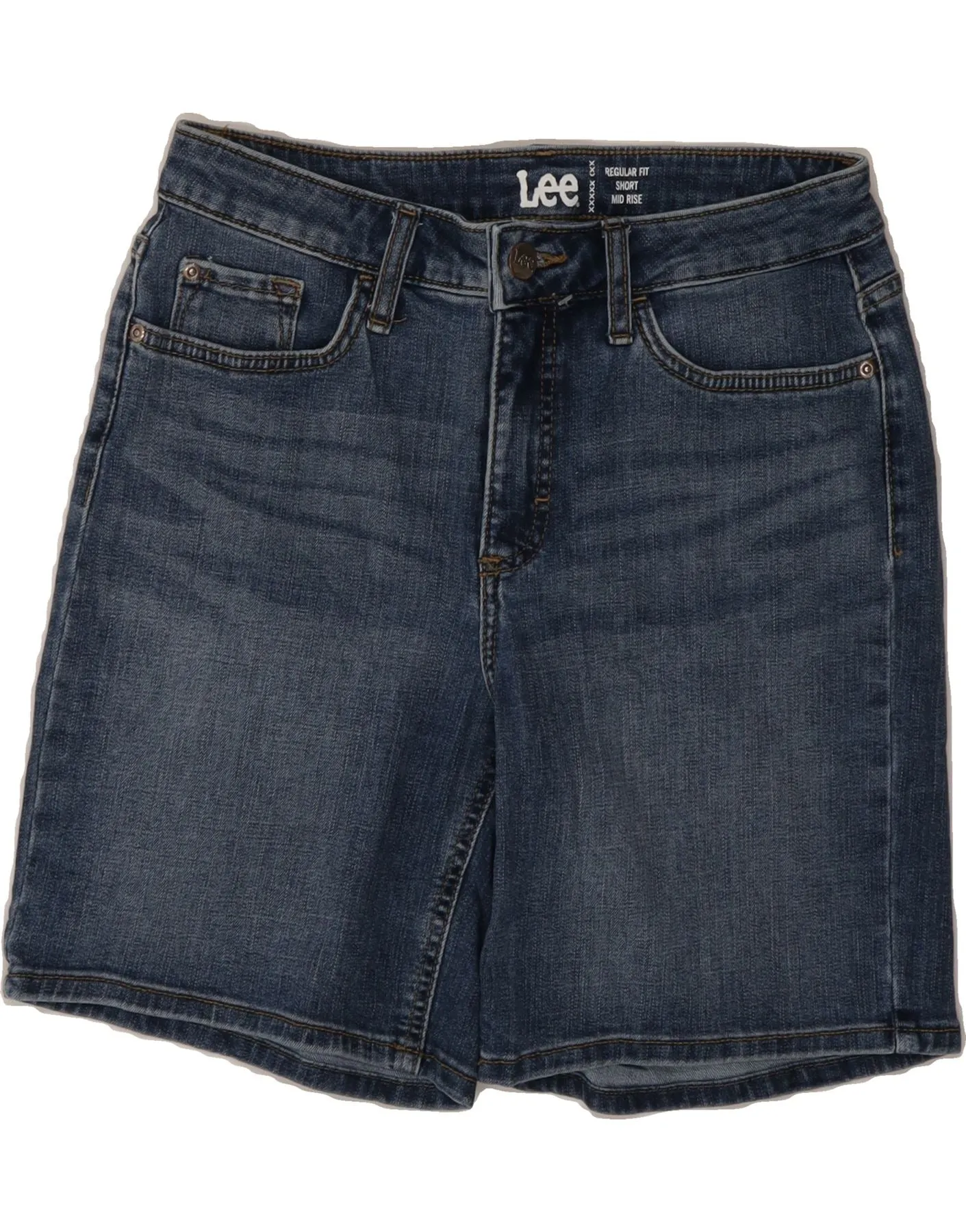 Ultra Soft Lining LEE Womens Regular Fit Mid Rise Denim Shorts US 6 Medium W26 Blue Cotton