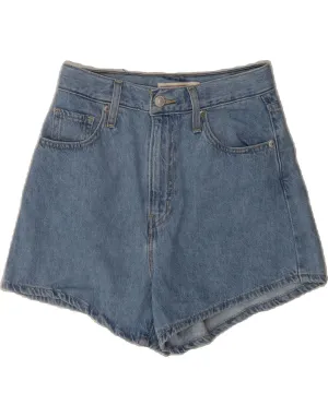 LEVI'S Womens Mom Jean High Waist Denim Shorts W26 Small Blue Cotton Breathable Stretch Chill Vibes Fit