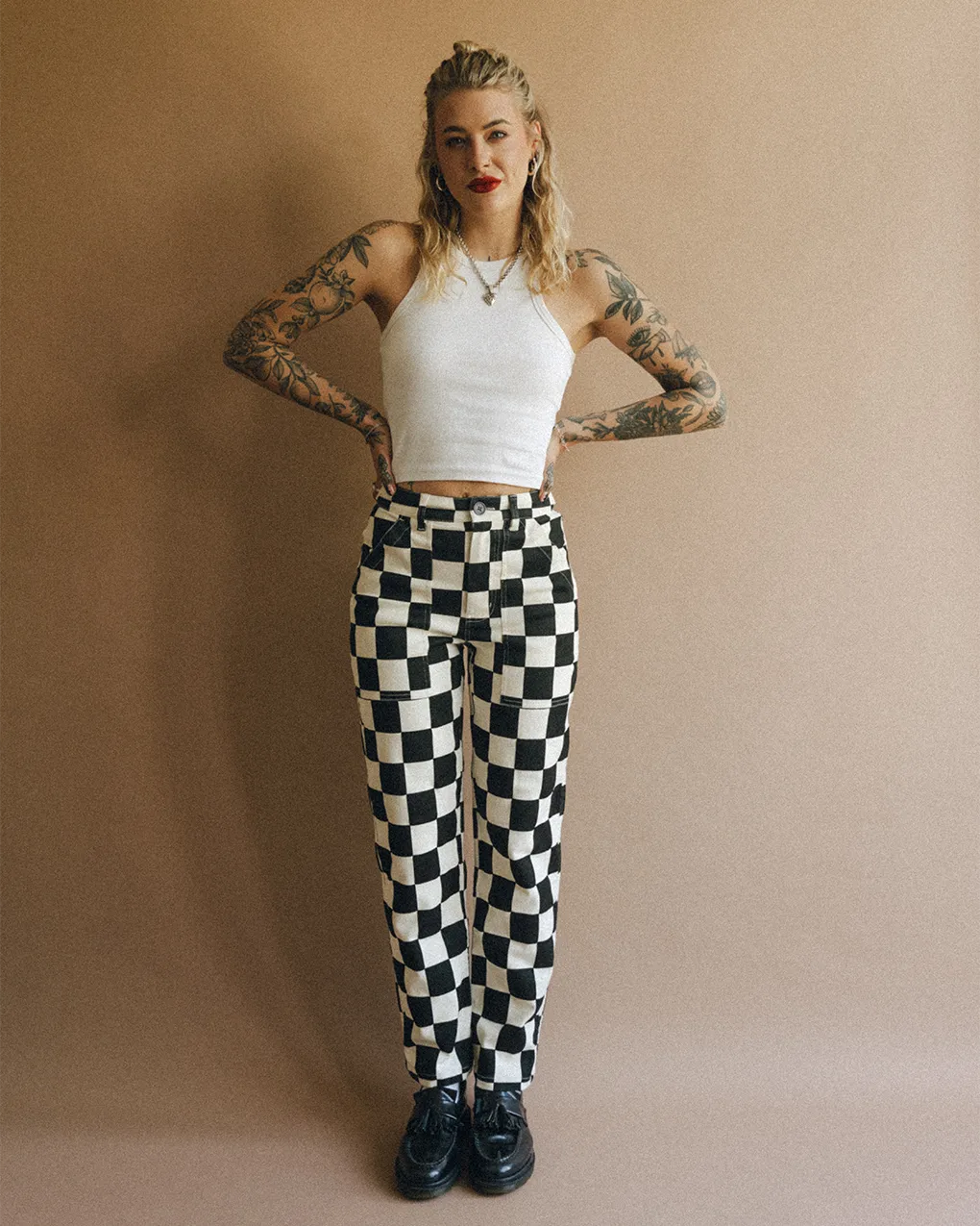 Freedom Fit Tagless label Service Fatigue Pants - Black Checkerboard