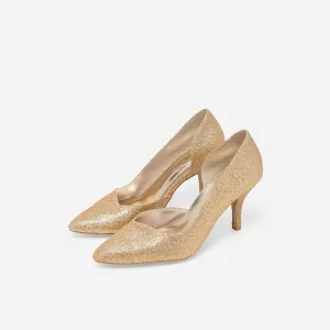 Teddy Heel Boots Cynthia Gold Glitter Heels
