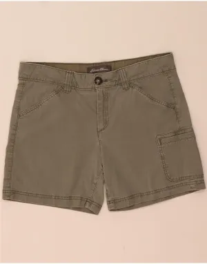 EDDIE BAUER Womens Cargo Shorts US 8 Medium W30  Green Cotton Quick Access Pockets