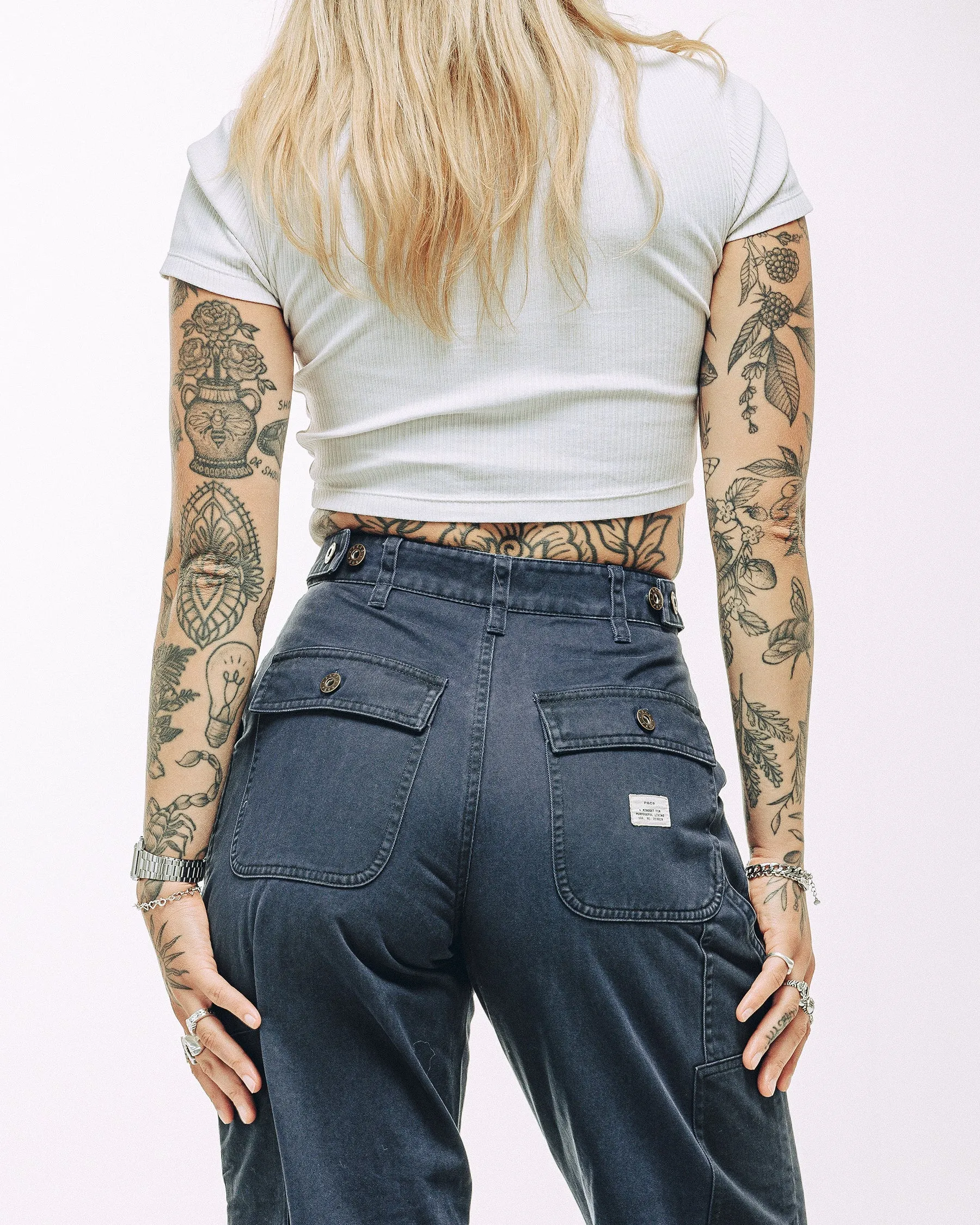 Surplus High Waisted Pants - Navy Office Wear