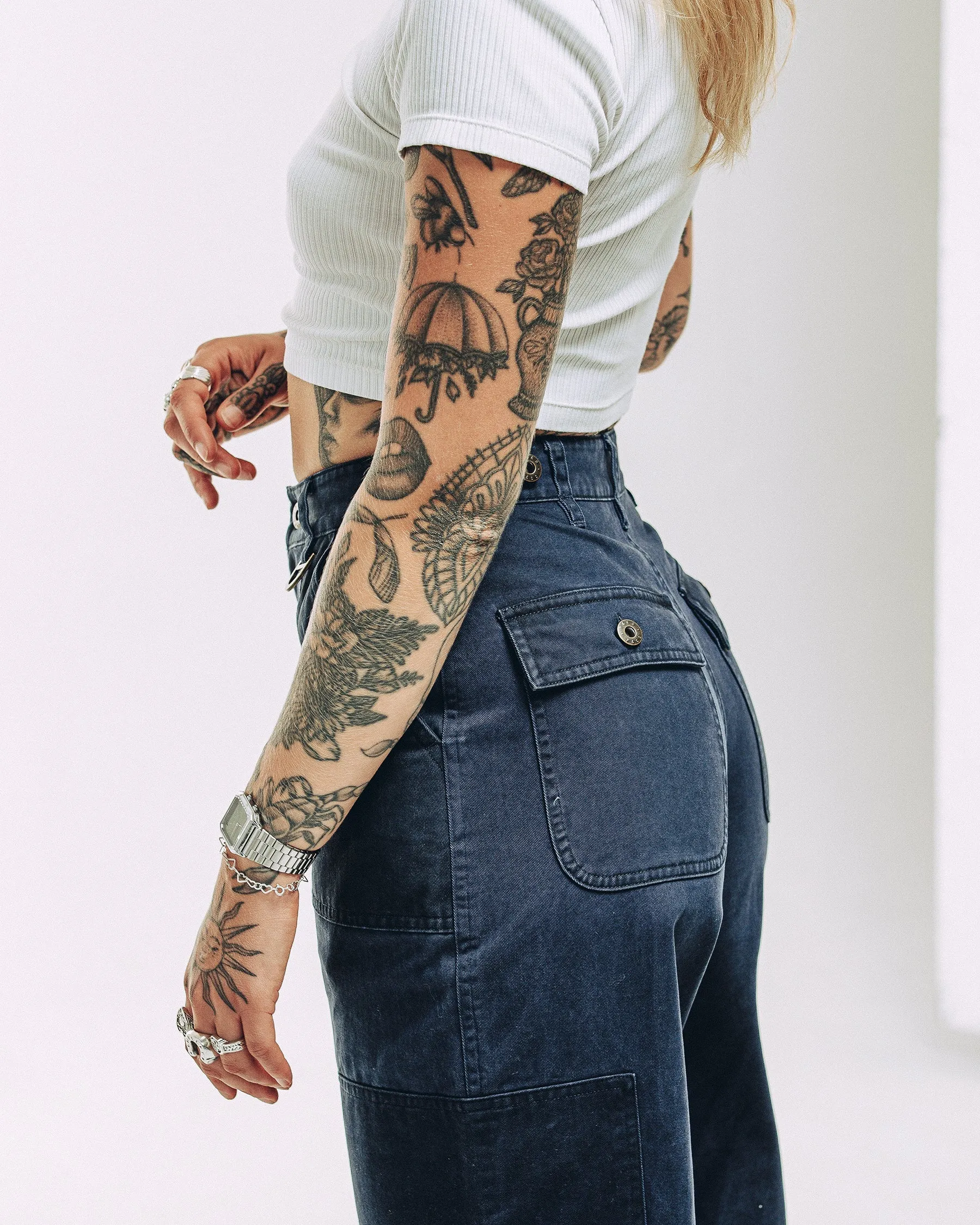 Surplus High Waisted Pants - Navy Cozy Wear