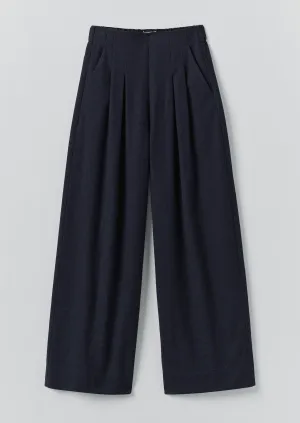 Recycled Polyester Blend Cool Weather Corinne Cotton Wool Houndstooth Pants | Dark Navy