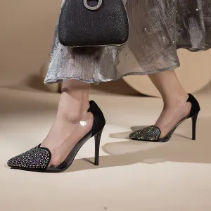 Sleek Sandals Black Bridal Court Shoes L00870011