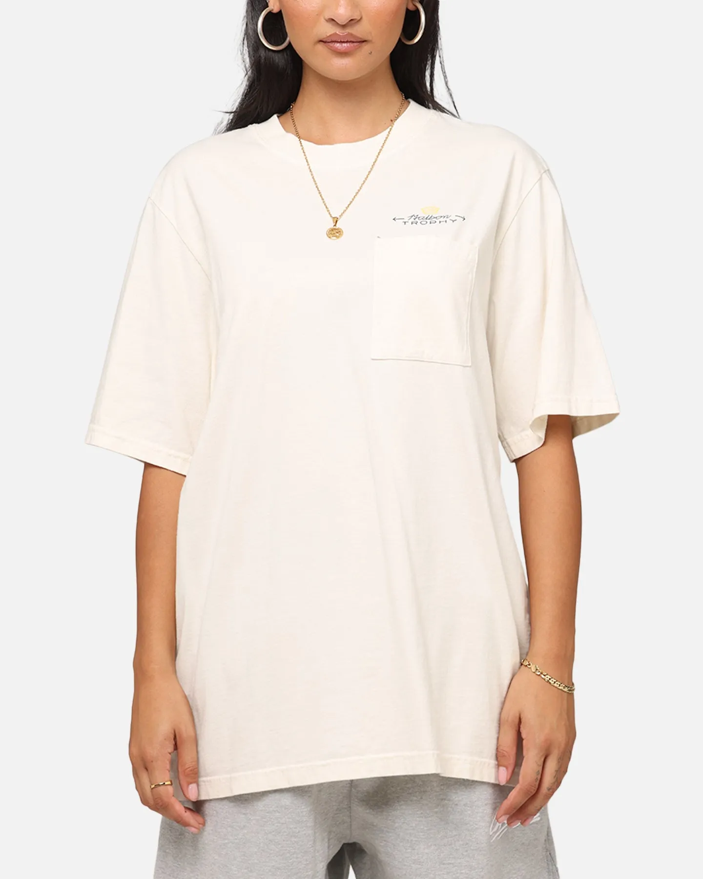 Malbon Pocket T-Shirt White Odor Control Finish Cotton Blend