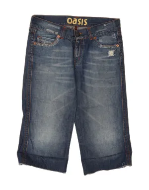OASIS Womens Distressed Denim Bermuda Shorts US 12 Large W34  Blue Cotton Versatile Design Comfy Design