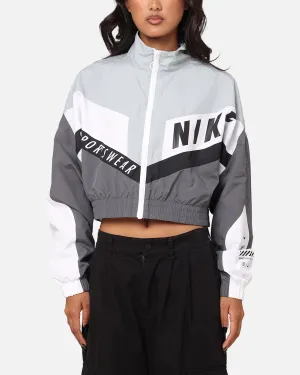 Nike Women's Sportswear Woven Street Jacket Iron Grey/Light Pumice/White Relaxed Fit