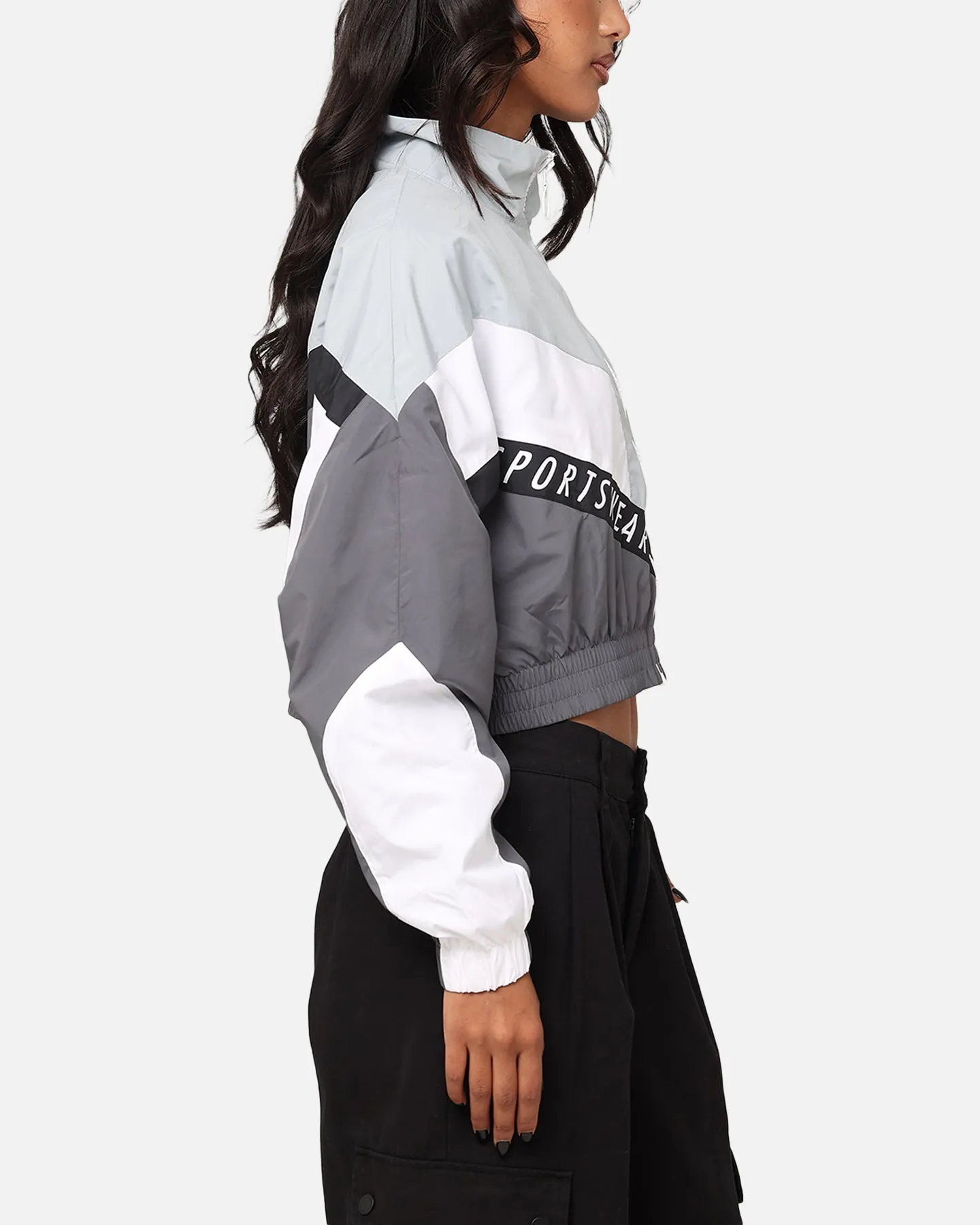 Nike Women's Sportswear Woven Street Jacket Iron Grey/Light Pumice/White Listen All Day Use