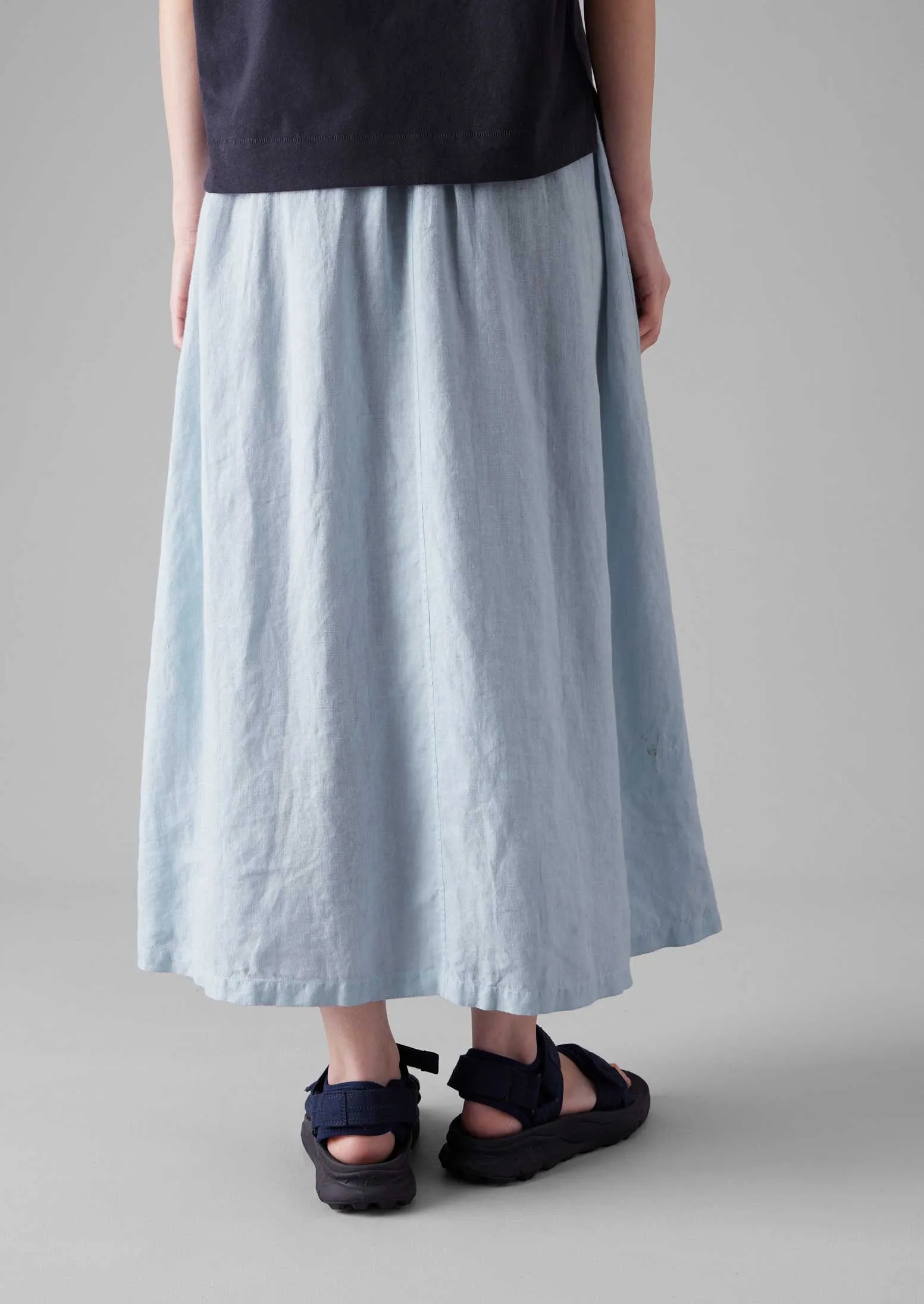 Garment Dyed Linen Skirt | Egg Blue Comfortable Feel