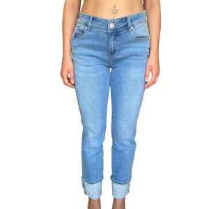 Gaud?? pantalone jeans da donna Skinny Cropped Kelly 411BD26009 blu chiaro Durable Weave Clean Piece