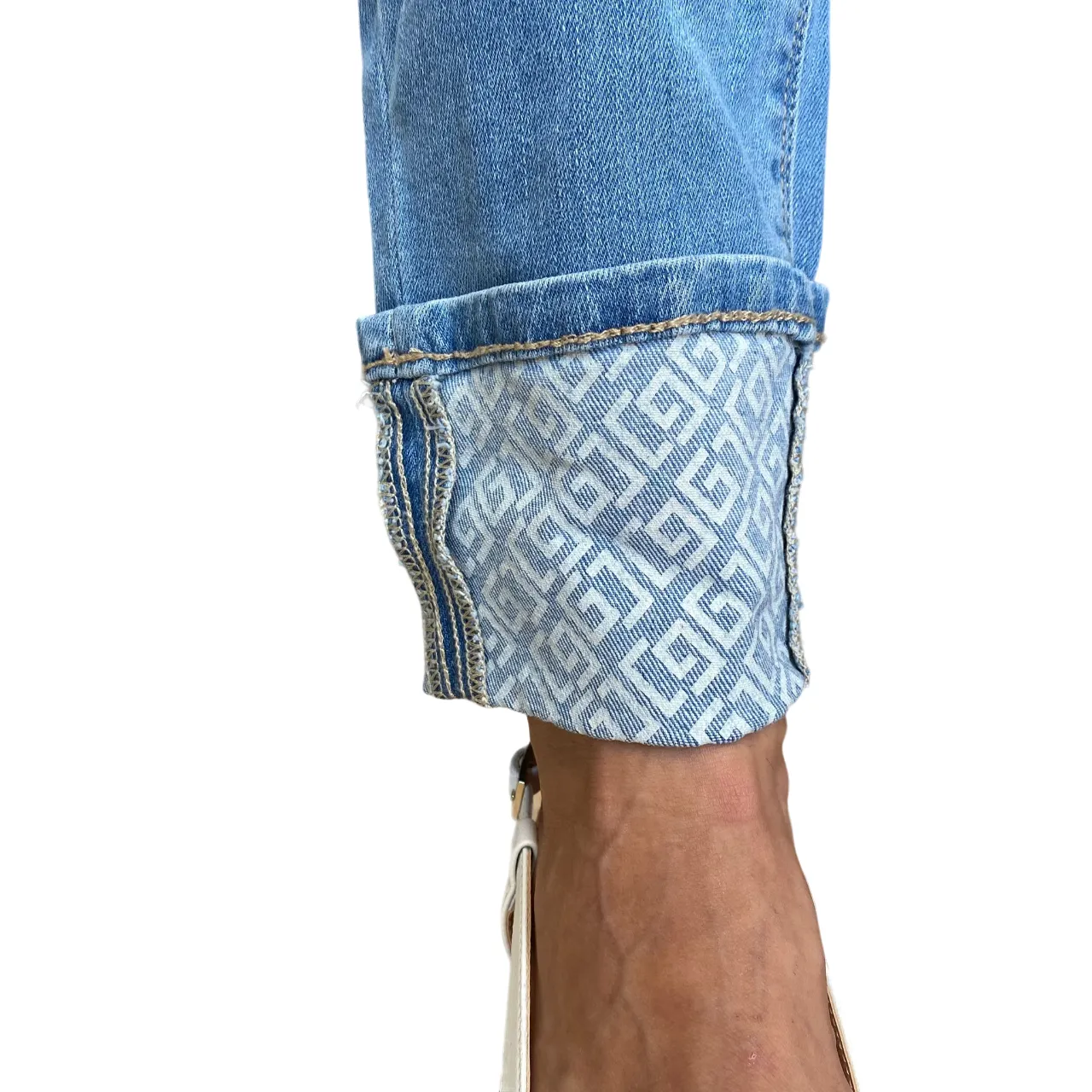 Gaud?? pantalone jeans da donna Skinny Cropped Kelly 411BD26009 blu chiaro Timeless Feel