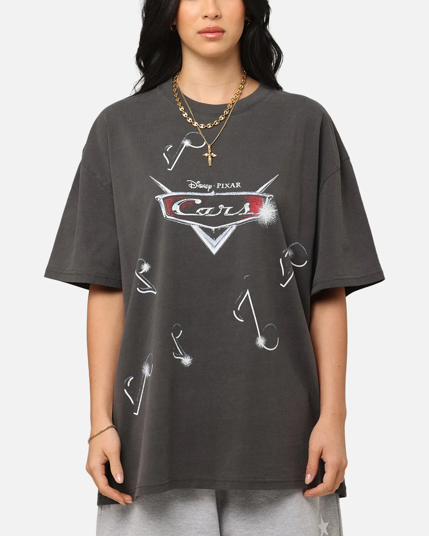 weekday wear RibbedNeckBanding Goat Crew Disney And Pixar Cars DJ Heavy T-Shirt Black Wash