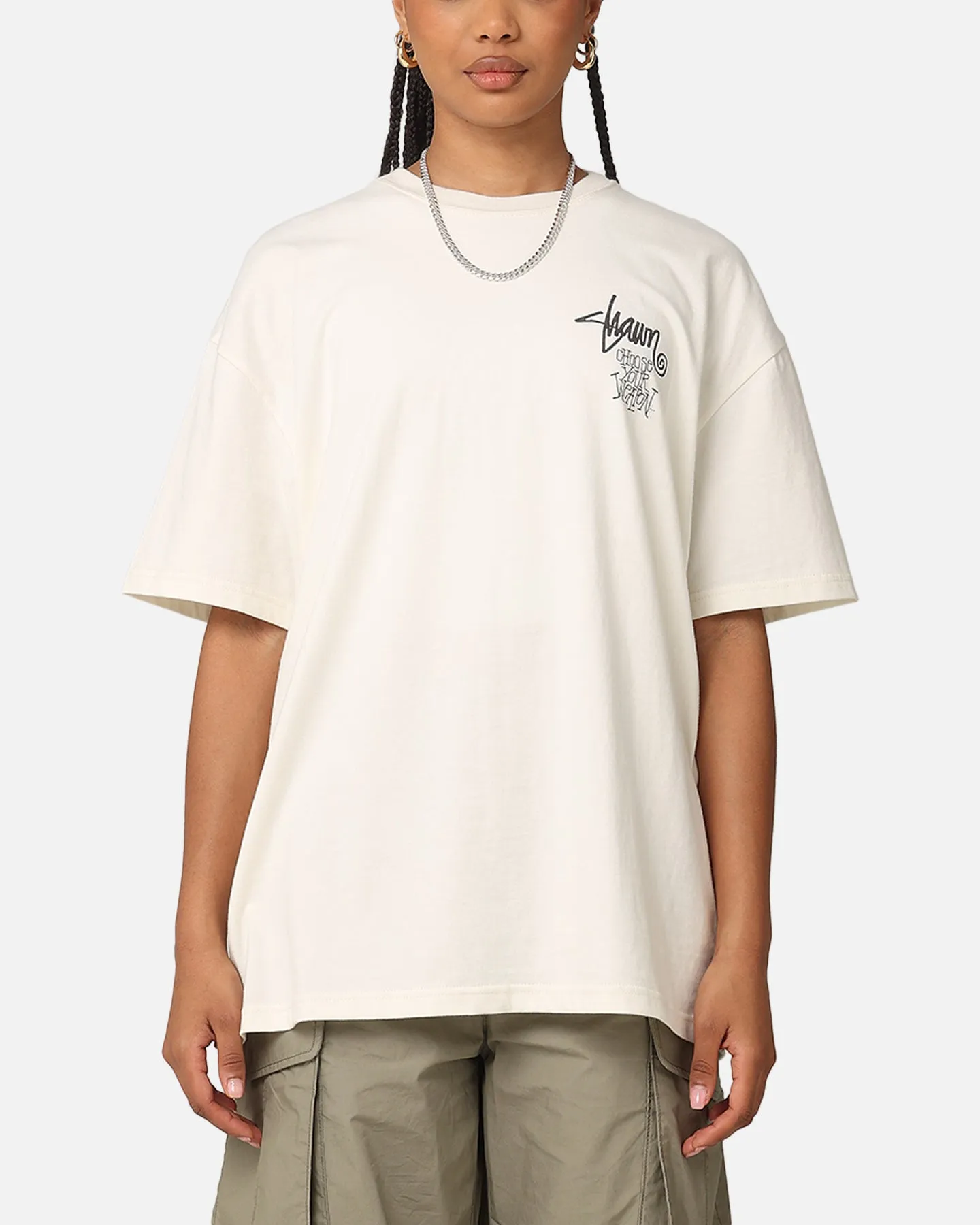 S Double Choose Your Weapon T-Shirt Washed White WrinkleResistant Texture