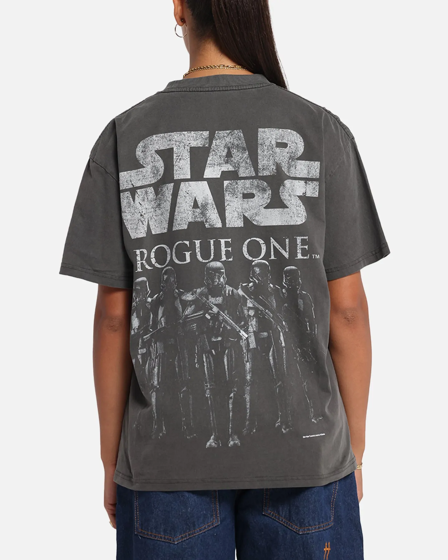 Ribbed collar 73 Studio Star Wars Death Trooper Vintage T-Shirt Black Wash