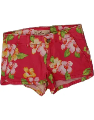 HOLLISTER Womens Chino Shorts US 00 2XS W23  Pink Floral Cotton gym kit