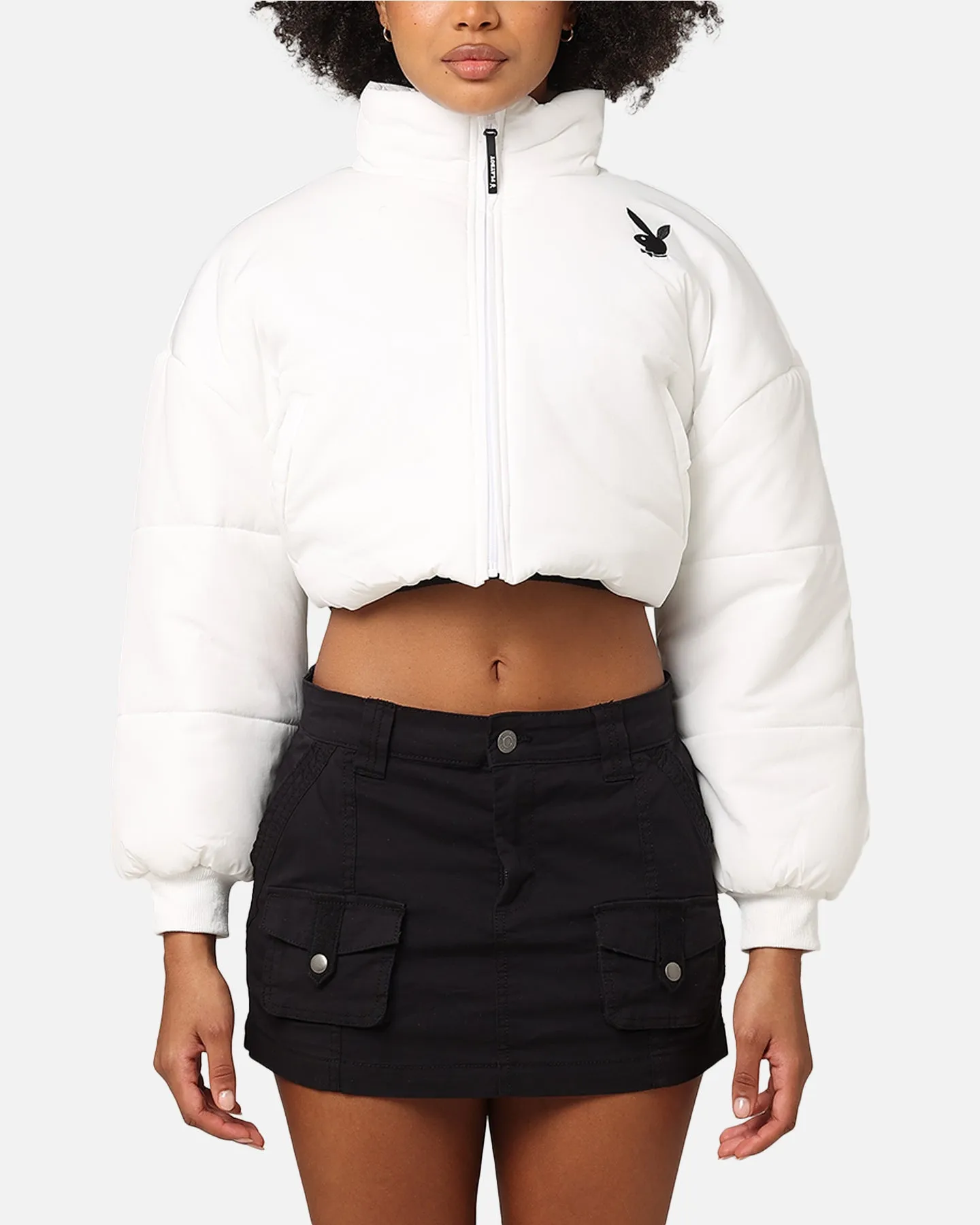 Playboy Bunny O Cropped Puffer Jacket White Defend Travel Ease
