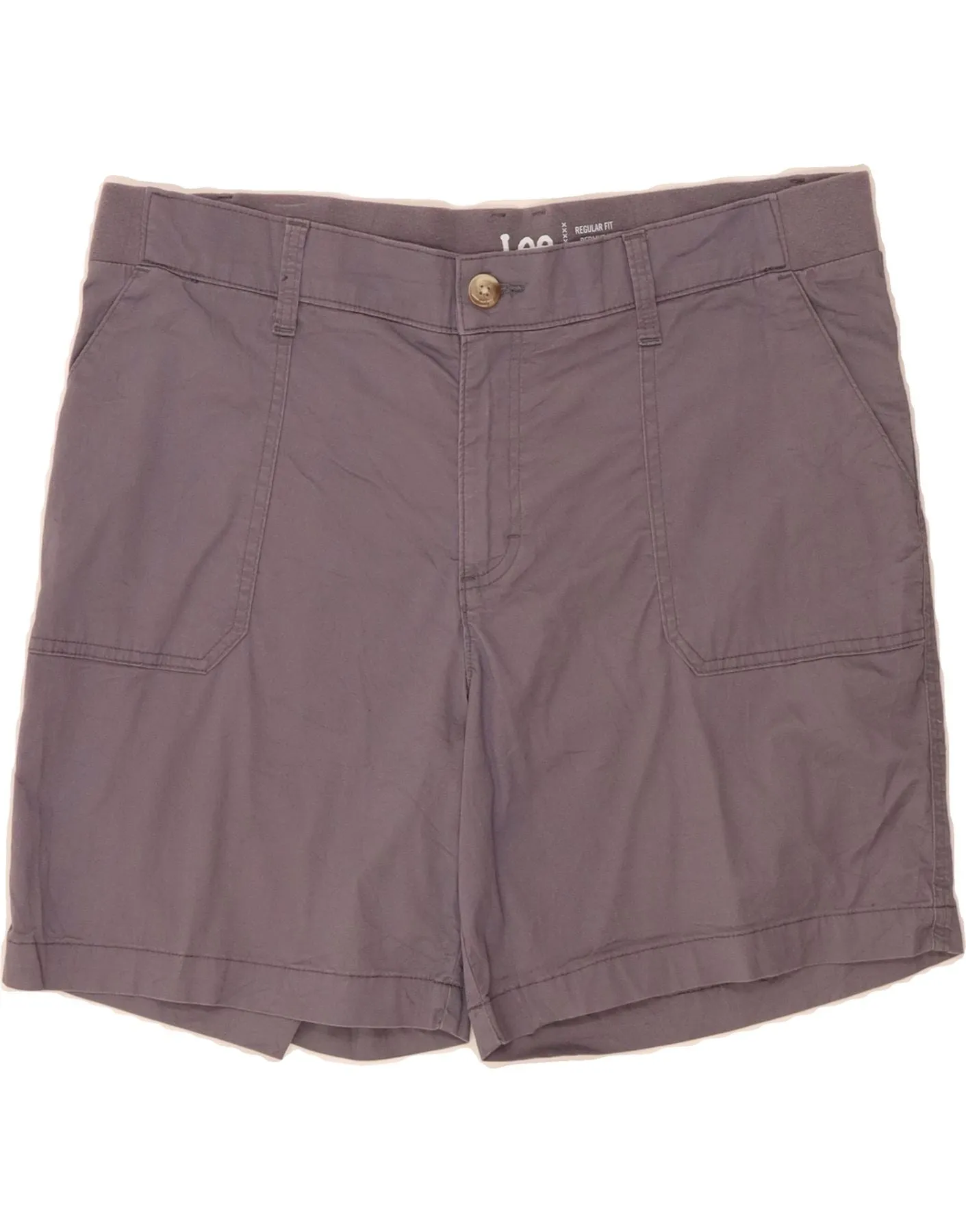 LEE Womens Mid Rise Regular Fit Chino Shorts US 16 2XL W36  Grey Cotton meditation wear high - rise