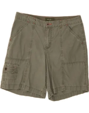 Non Restrictive Cut EDDIE BAUER Womens Cargo Shorts US 10 Large W32  Khaki Cotton