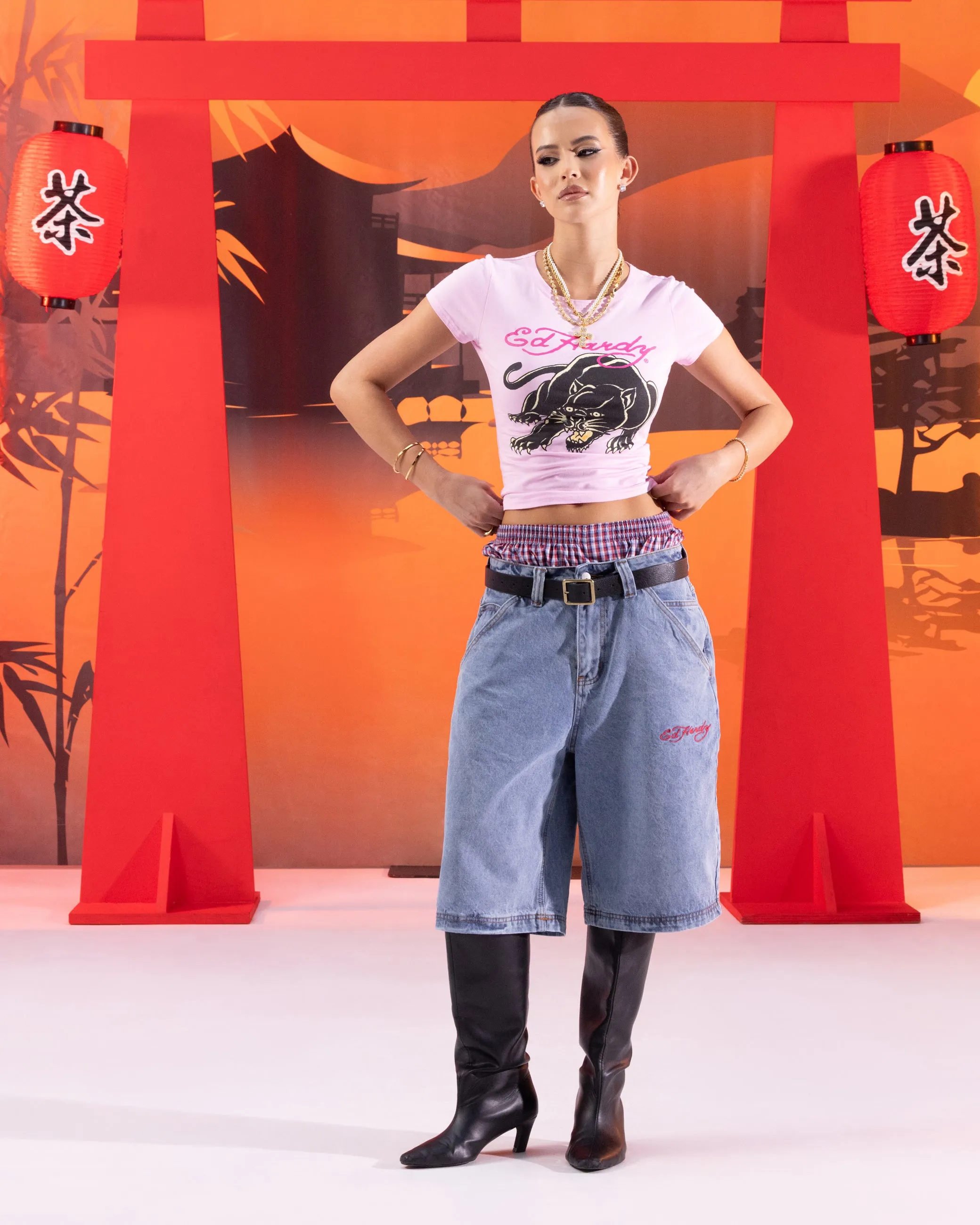 Winter Layer Ed Hardy Women's Panther Baby T-Shirt Pink