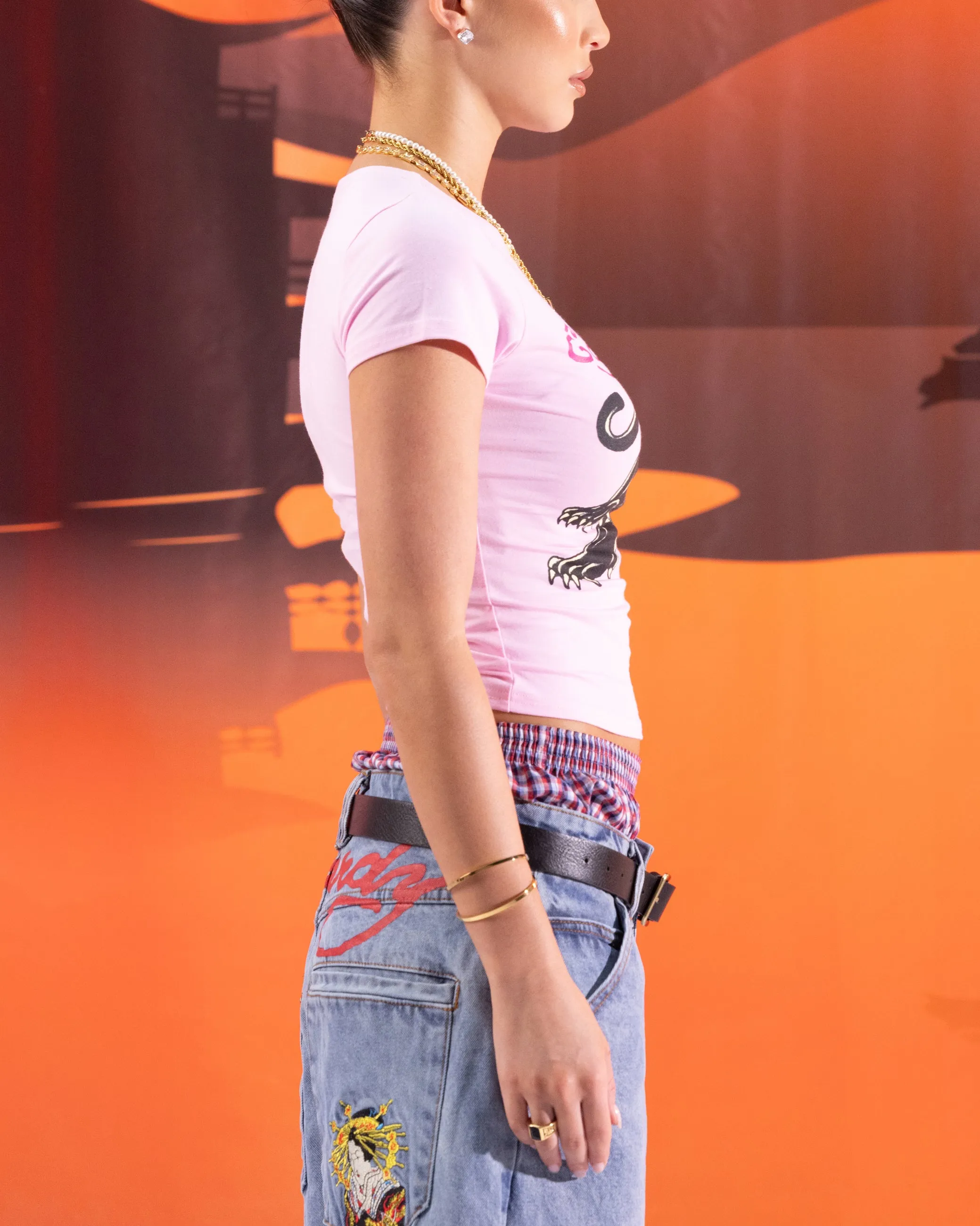 Essential Fit Ed Hardy Women's Panther Baby T-Shirt Pink