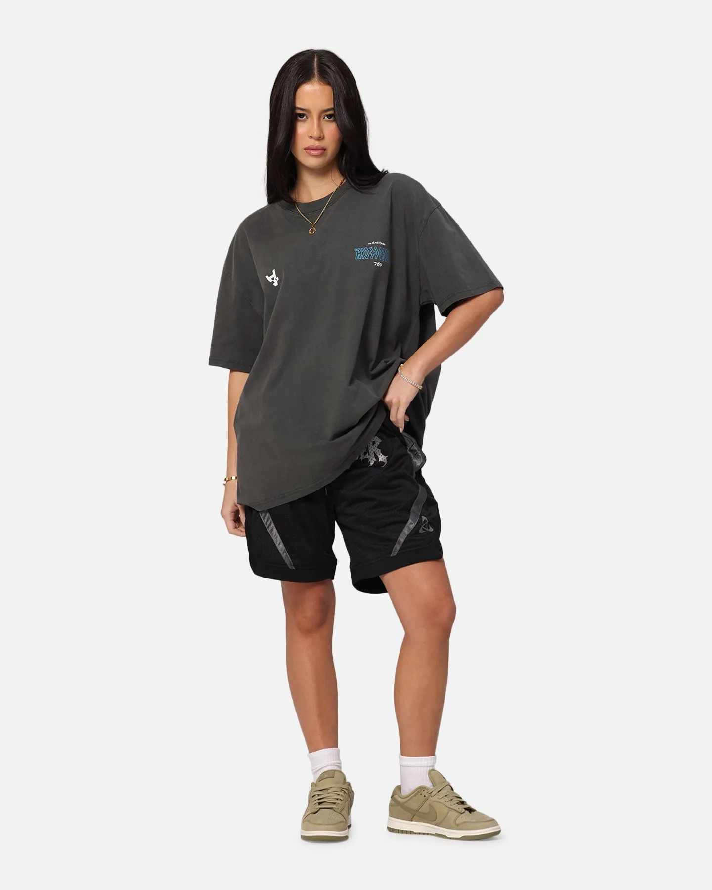 The Anti Order Freedom Boxy T-Shirt Black Wash Airflow Mesh Panels
