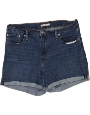 LEVI'S Womens Mid Rise Denim Shorts W33 Large Navy Blue Cotton high - rise
