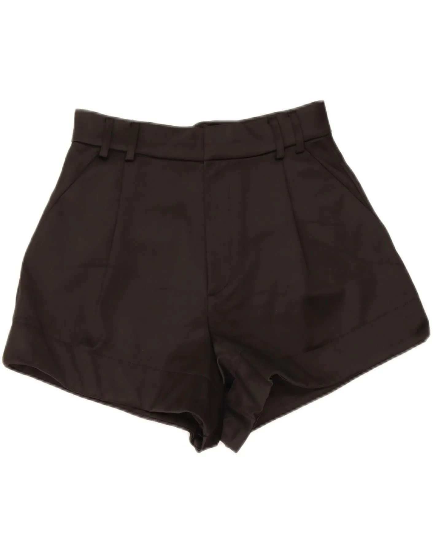 Summer Comfort Reinforced Gusset ZARA Womens High Waist Pegged Chino Shorts Small W26  Black