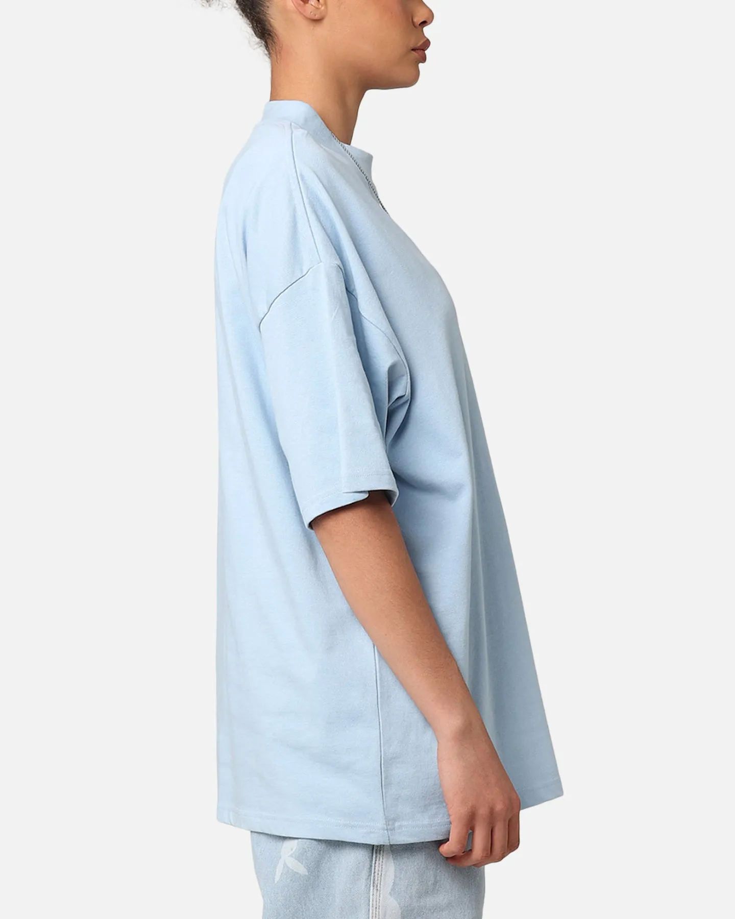 Culture Kings Oversized Blank T-Shirt Light Blue Stretchable Fabric Soft Touch Fabric