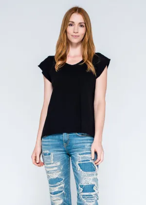 Raw Soft Short Sleeve Scoop Neck Tee Cozy Comfort Look