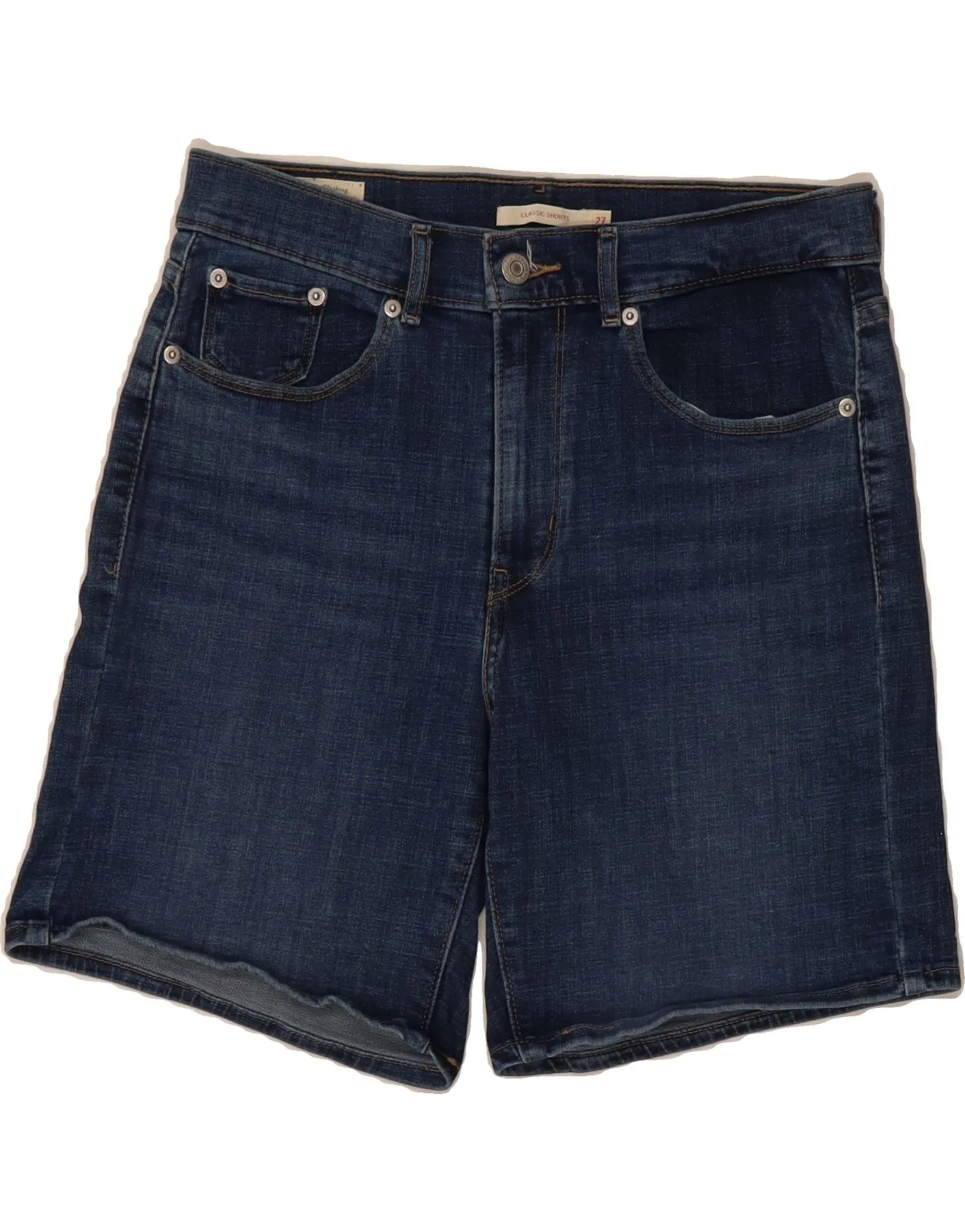 LEVI'S Womens Classic Denim Shorts  W27 Small  Navy Blue Cotton Active Lifestyle Easy Stretch Fit
